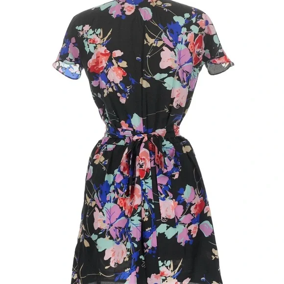 Yumi Kim Black Floral Silk Wrap Dress - Picture 2 of 6